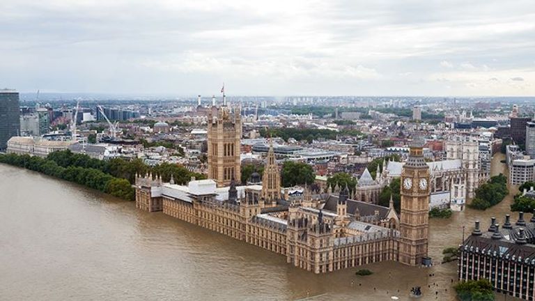 London as it might look if flooded. Pic: Climate Central
