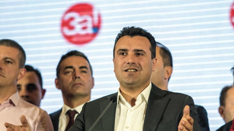 Macedonia's Prime Minister Zoran Zaev gives a press conference on the referendum to re-name Macedonia in Skopje