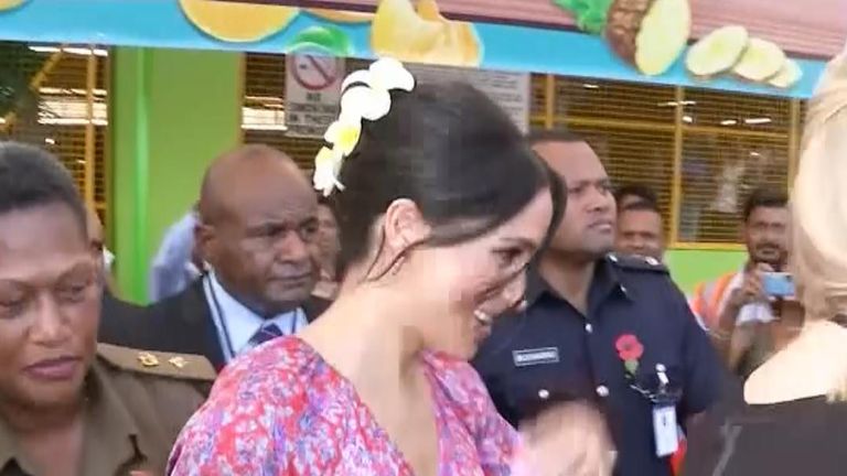 Duchess of Sussex is rushed out of market place in Fiji over security concerns