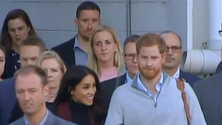 Meghan and Harry leaving the airport in Sydney