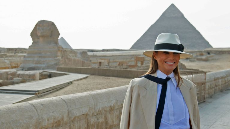 US First Lady Melania Trump visits the Giza pyramids and the Sphinx