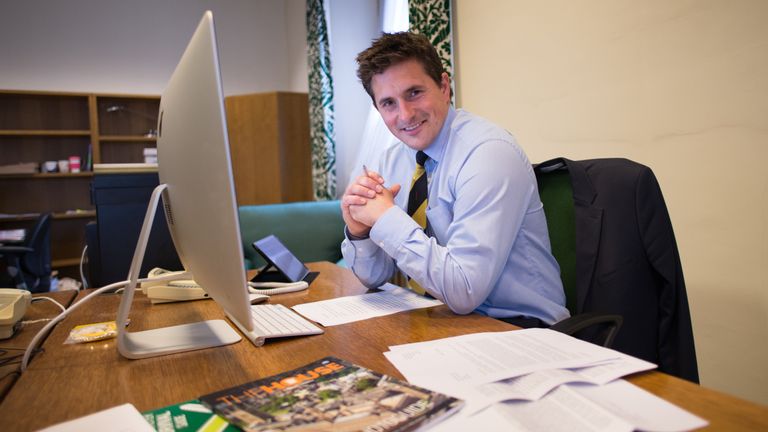 Plymouth MP Johnny Mercer at his office at the Houses of Parliament in London before making his first speech to the House of Commons.
