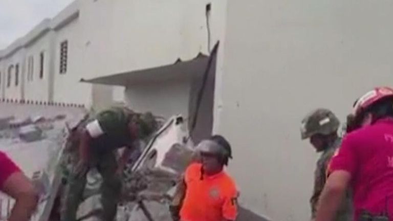 Rescue operation under way in Mexico after a building site collapsed killing several construction workers