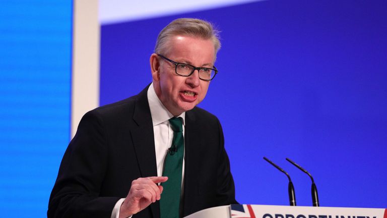 Michael Gove addresses the Conservative Party conference