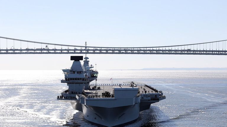 The vessel is said to be the biggest aircraft carrier to arrive in New York in more than 50 years. Pic: Royal Navy