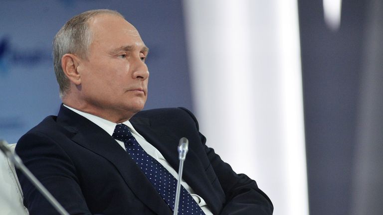 Russian President Putin attends a session of the Valdai Discussion Club in Sochi