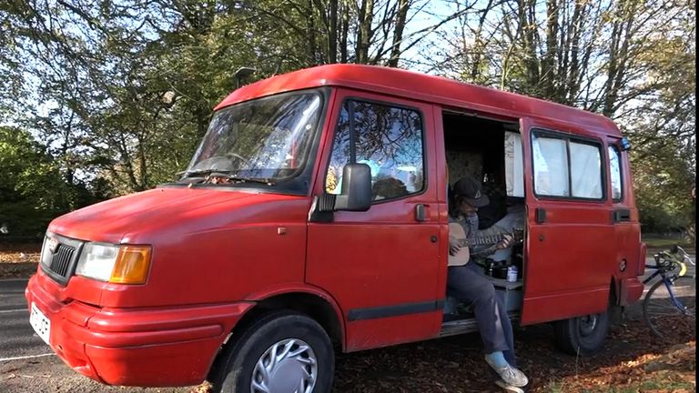 Max lives in a van because he can&#39;t afford to rent a house in Bristol.