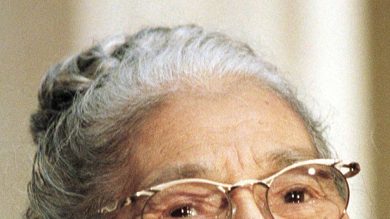 File photo showing civil rights icon Rosa Parks at a ceremony where she was presented with the Congressional Gold Medal, on June 15, 1999