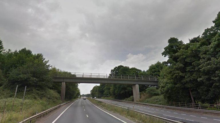 A14 near Rougham in Suffolk