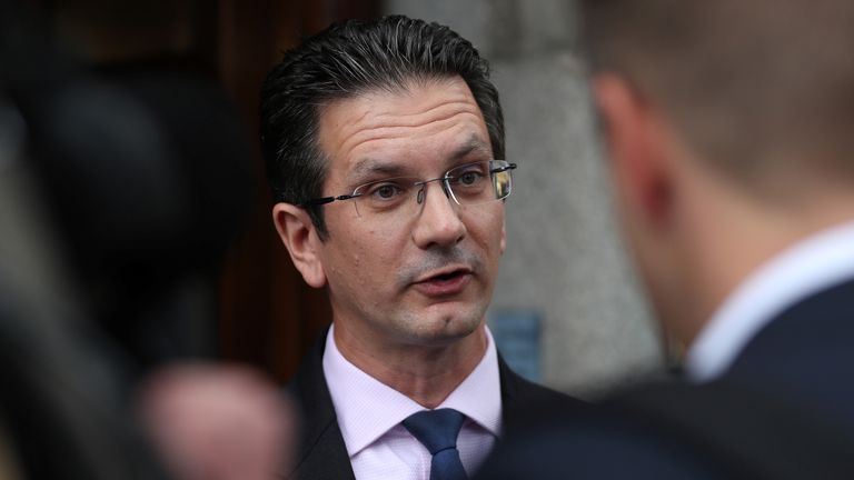 Conservative MP and former junior Brexit Minister, Steve Baker, speaks to members of the media as he arrives to attend a meeting of the pro-Brexit European Research Group (ERG) in central London on September 12, 2018. (Photo by Daniel LEAL-OLIVAS / AFP) (Photo credit should read DANIEL LEAL-OLIVAS/AFP/Getty Images)

