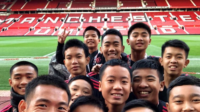 Thai cave boys visit Old Trafford