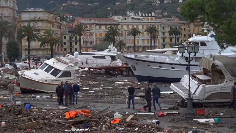 According to Italian news agency ANSA, firefighters have rescued 19 people, including some suffering from hypothermia, from flooded docks in Rapallo.

There were several damaged yachts in Rapallo bay