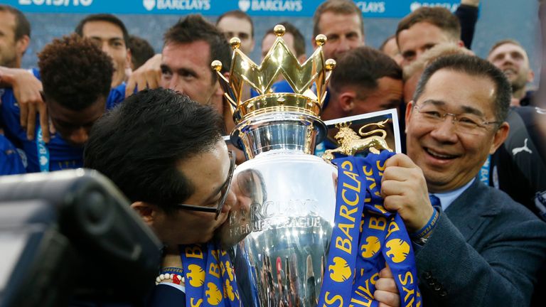 Leicester City soccer club&#39;s team owner Vichai Srivaddhanaprabha takes part in a parade to celebrate club&#39;s English Premier League title in Bangkok, Thailand May 19, 2016. REUTERS/Athit Perawongmetha 
Picture Supplied by Action Images