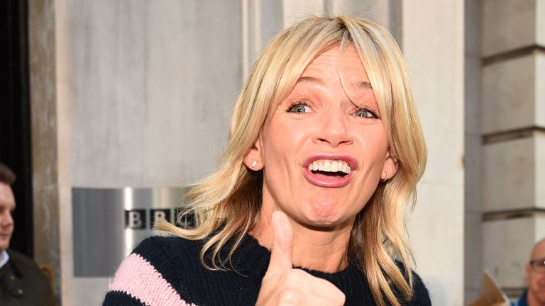 Zoe Ball leaves the Radio 2 Breakfast Show at BBC Broadcasting House in London after being named first female host, replacing Chris Evans