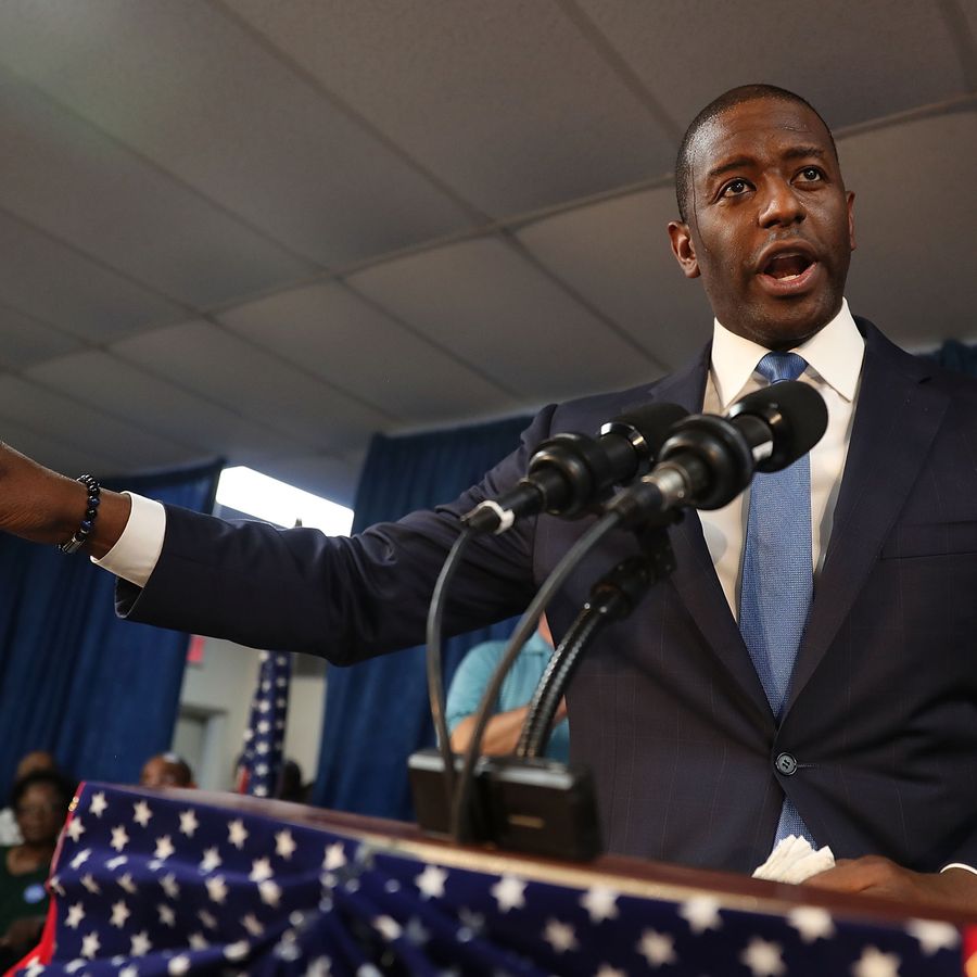 Andrew Gillum the Democratic candidate for Florida Governor speaks during a campaign rally at the International Union of Painters and Allied Trades on August 31, 2018 in Orlando, Florida. Mr. Gillum is facing off against his Republican challenger Rep. Ron DeSantis (R-FL) in the November 6th election.