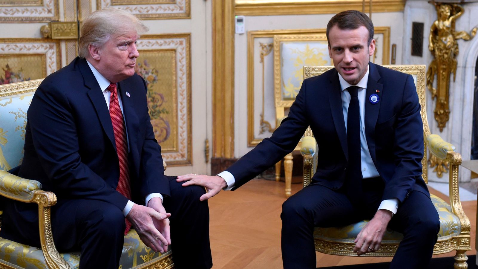 Donald Trump And Emmanuel Macron In Frosty Meeting After French Leader ...