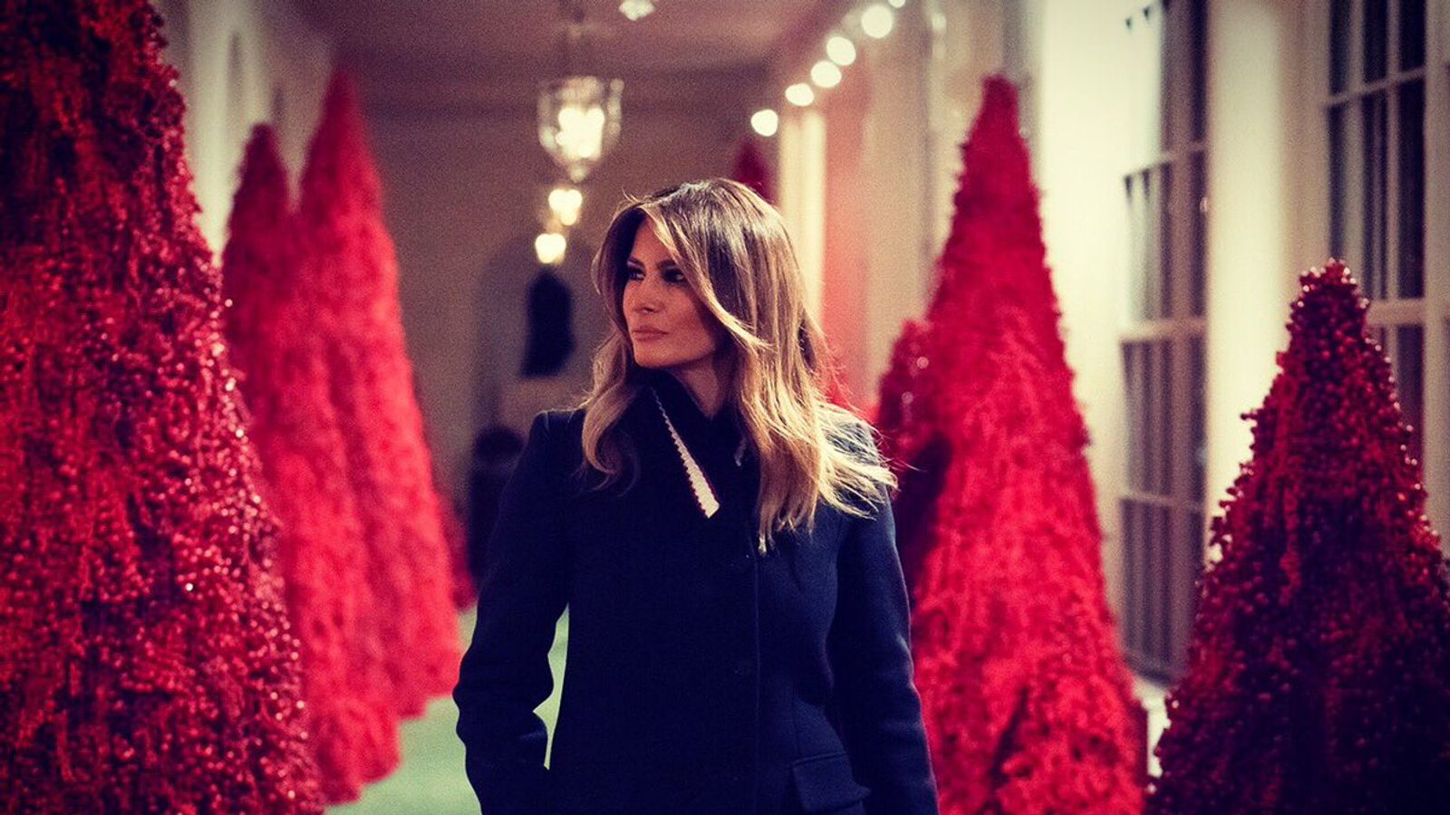 Melania Trump defends 'fantastic' red Christmas trees at White House