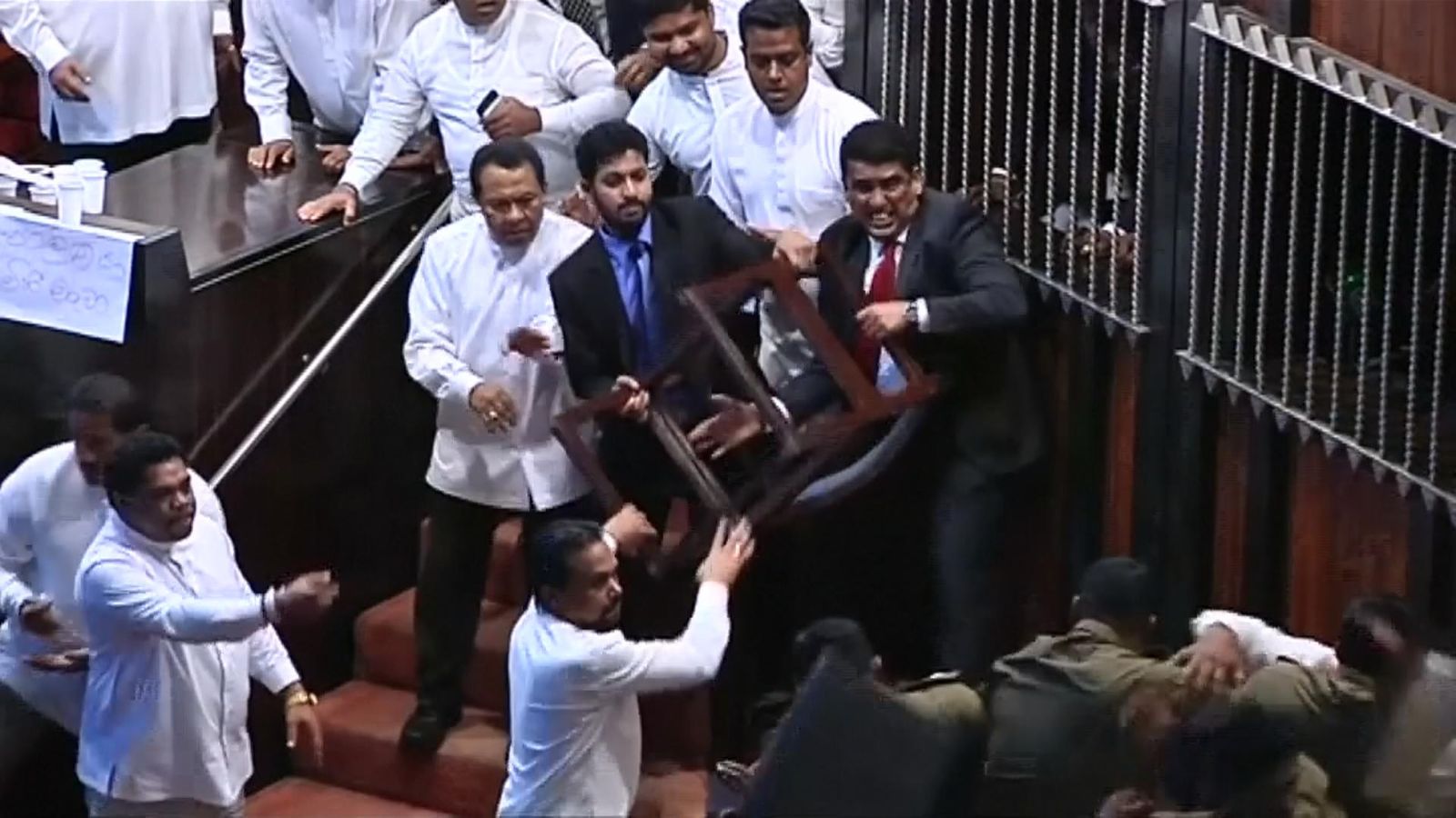 Chairs hurled in Sri Lankan parliament | World News | Sky News