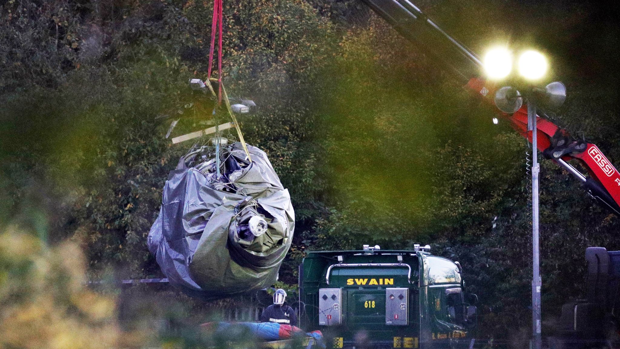 Leicester helicopter crash Wreckage of aircraft moved from scene of