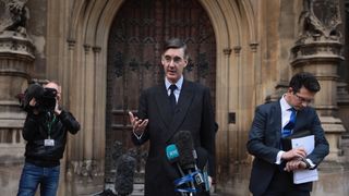 Jacob Reese-Mogg speaks to the media after submitting a letter of no confidence in Prime Minister Teresa May  on November 15, 2018 in London, England. Cabinet Ministers Dominic Raab, the Brexit Secretary, and Esther McVey, Work and Pensions Secretary resigned this morning after last night's cabinet meeting backed the draft Brexit agreement. 