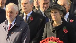 Jeremy Corbyn and Theresa May move to lay their wreaths