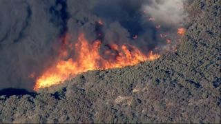 Aerial footage of raging wildfire