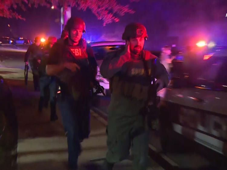 Armed response units surround the area in Thousand Oaks where a shooting was taking place 