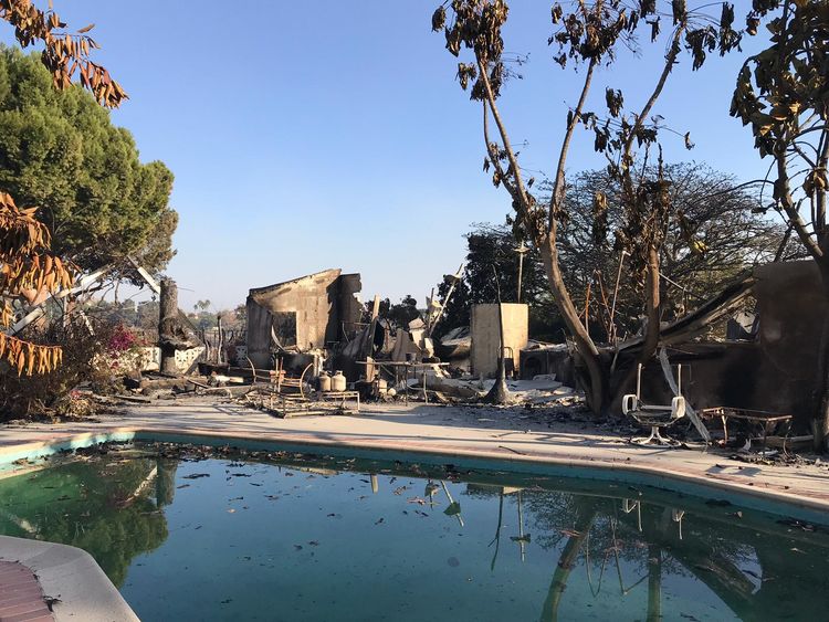 A destroyed mansion in Malibu. Sky News pic