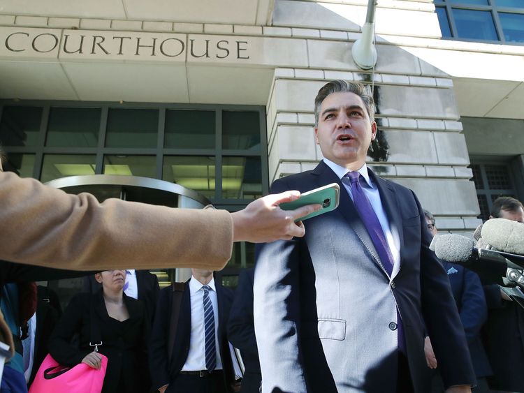 Jim Acosta outside the courthouse in Washington