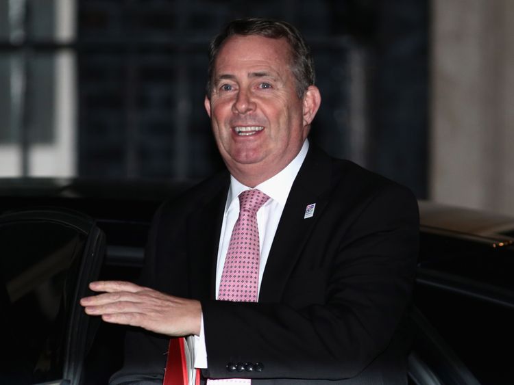 Liam Fox arrives at Downing Street to read the draft Brexit documents