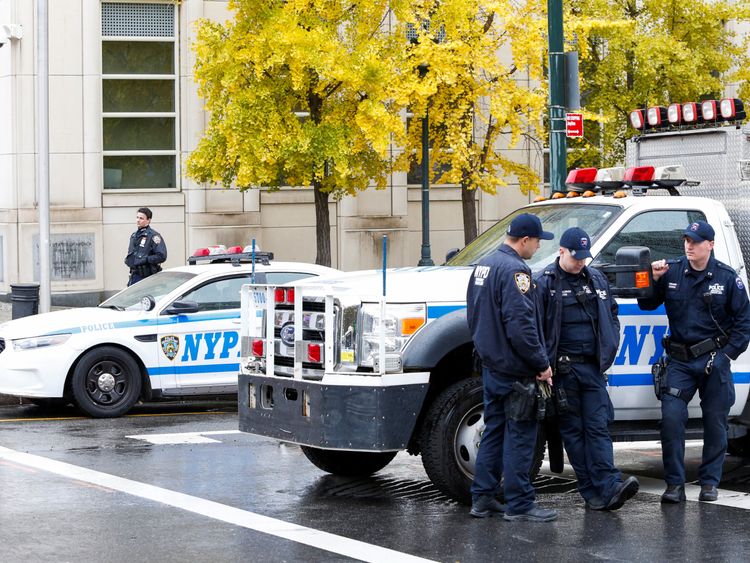 Police guard the courthouse of United States District Court for the Eastern District of New York where Joaquin "El Chapo" Guzman was brought in Brooklyn, New York, U.S., November 5, 2018