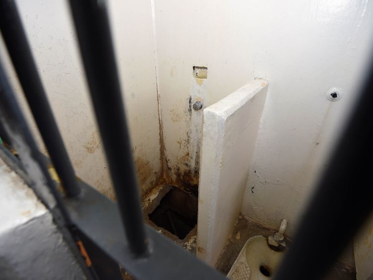The shower where El Chapo escaped through a tunnel in 2015.