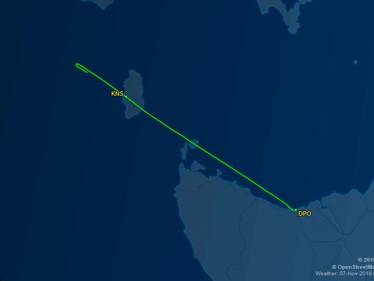 Flight data show that the plane has doubled on its way. Pic: FlightAware