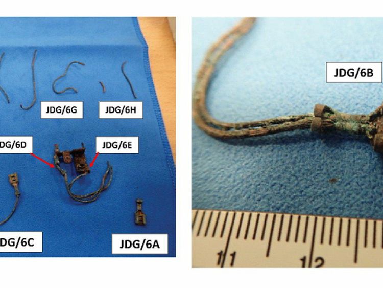 Wires and connectors recovered from the compressor relay compartment of the fridge-freezer