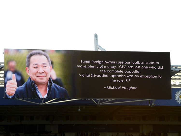 Tributes were written on the screens inside the stadium and advertising hoardings turned black