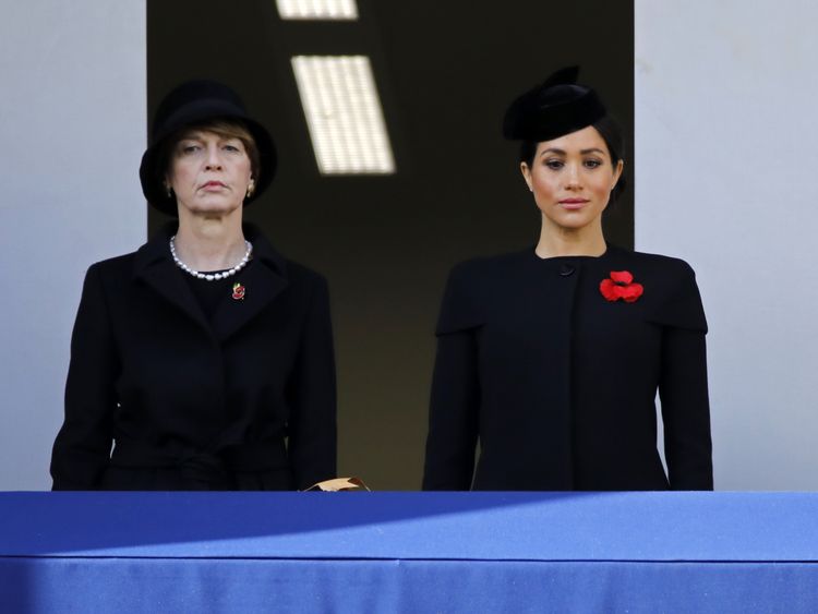 Meghan the Duchess of Sussex watched on from the balcony