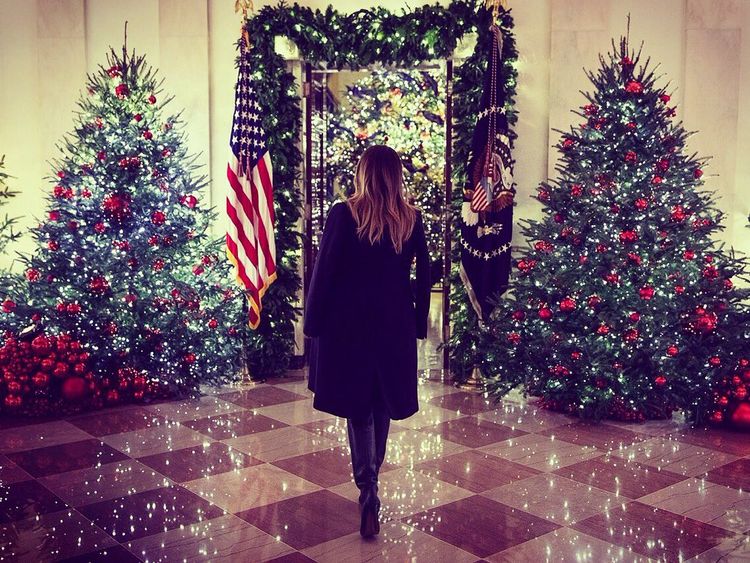 There are plenty of trees in the White House this Christmas. Pic: Melania Trump/Twitter