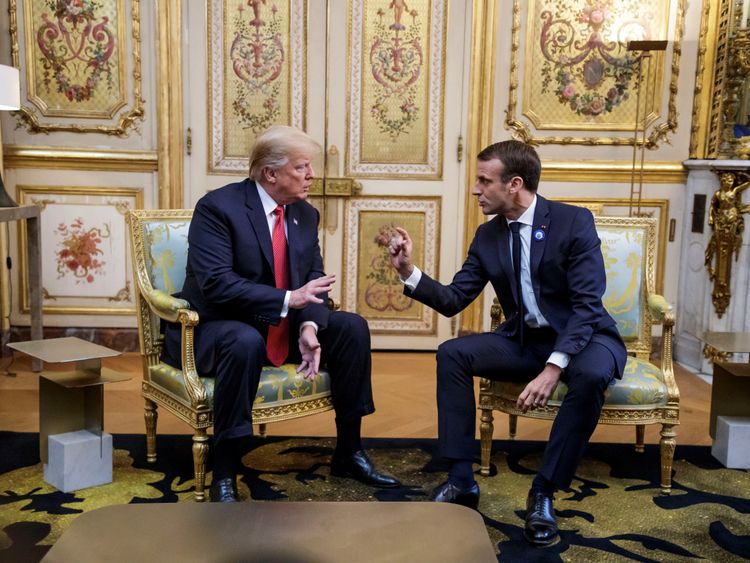 Presidents Trump and Macron at the Elysees Palace in Paris