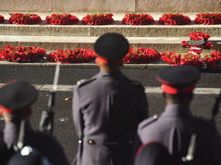 Wreaths have been laid at the Cenotaph on the centenary of the Armistice