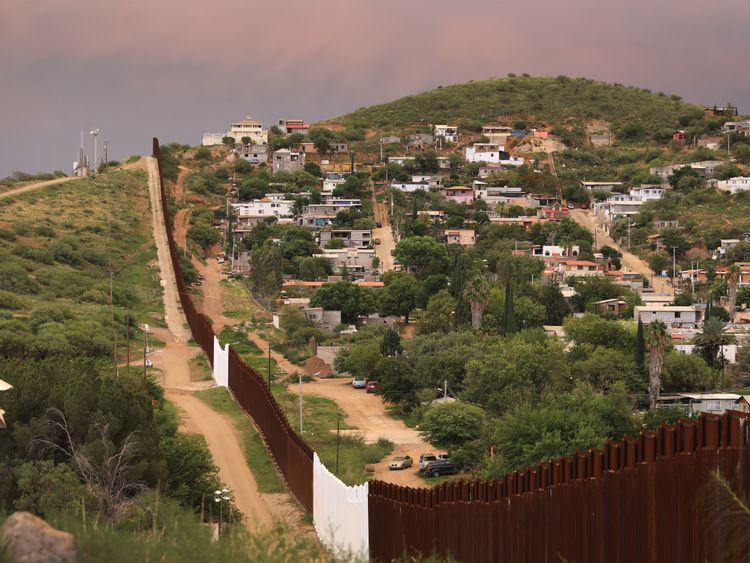 The existing US border wall in Nogales, Arizona.