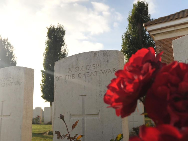 Sky News grabs of WW1 memorial in france