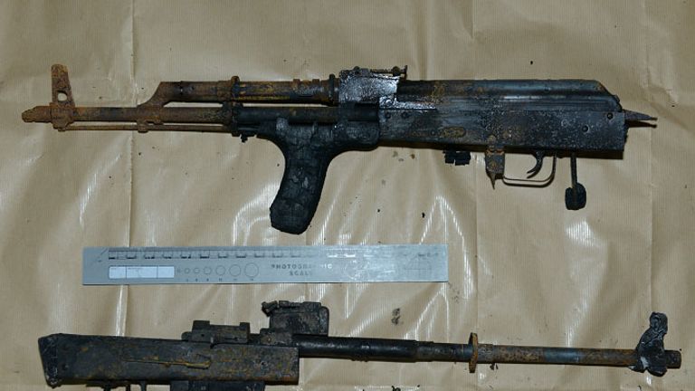 Officers discovered two AK47 rifles in the boiler house