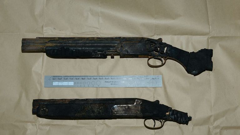 Two sawn-off shotguns were also discovered by police