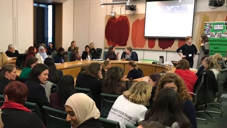 Women from across the UK have come to Westminster to mark 100 years since women could stand to be MPs