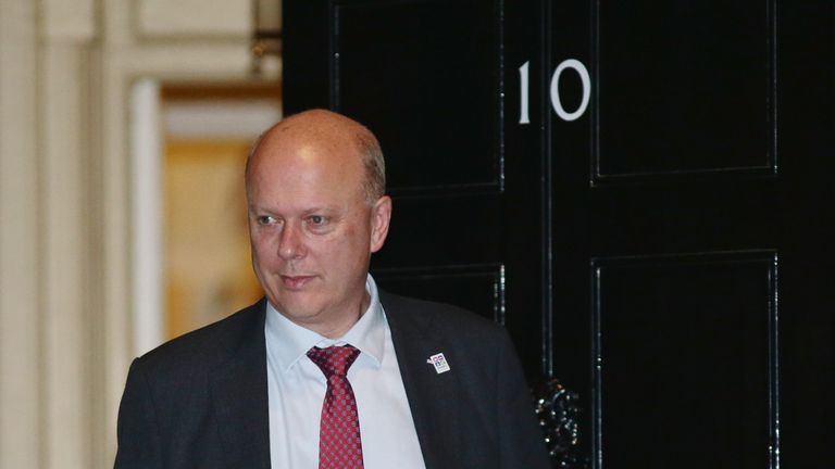 Transport Secretary Chris Grayling leaves Downing Street after reading the draft Brexit deal