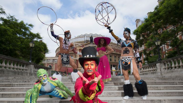 Cast of the world famous Cirque Du Soleil &#39;Totem&#39; pose outside The Royal Albert Hall on June 4, 2018 in London, England ahead of the shows return to the iconic London venue. 