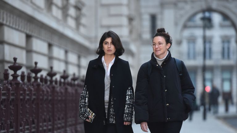 Daniela Tejada, the wife of Matthew Hedges who was jailed for life in the United Arab Emirates on an allegation of spying, arrives at the Foreign and Commonwealth Office