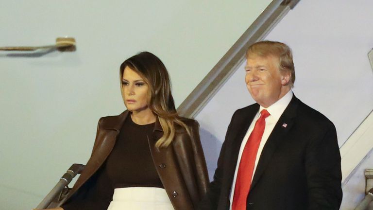 President Donald Trump and first lady Melania Trump arrive in Buenos Aires, Argentina