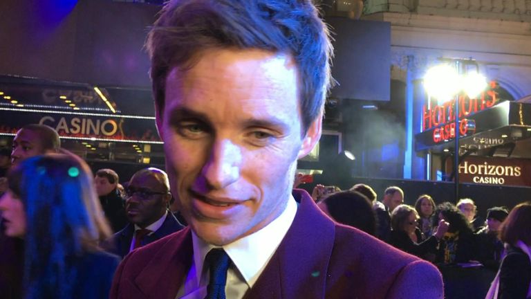 Eddie Redmayne talks to Sky News from the red carpet of the latest film in the Fantastic Beasts franchise.