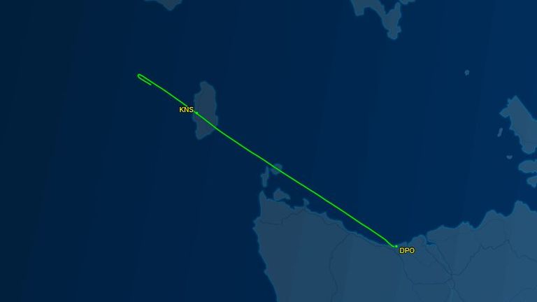 Flight data shows the plane doubling back on its path. Pic: FlightAware